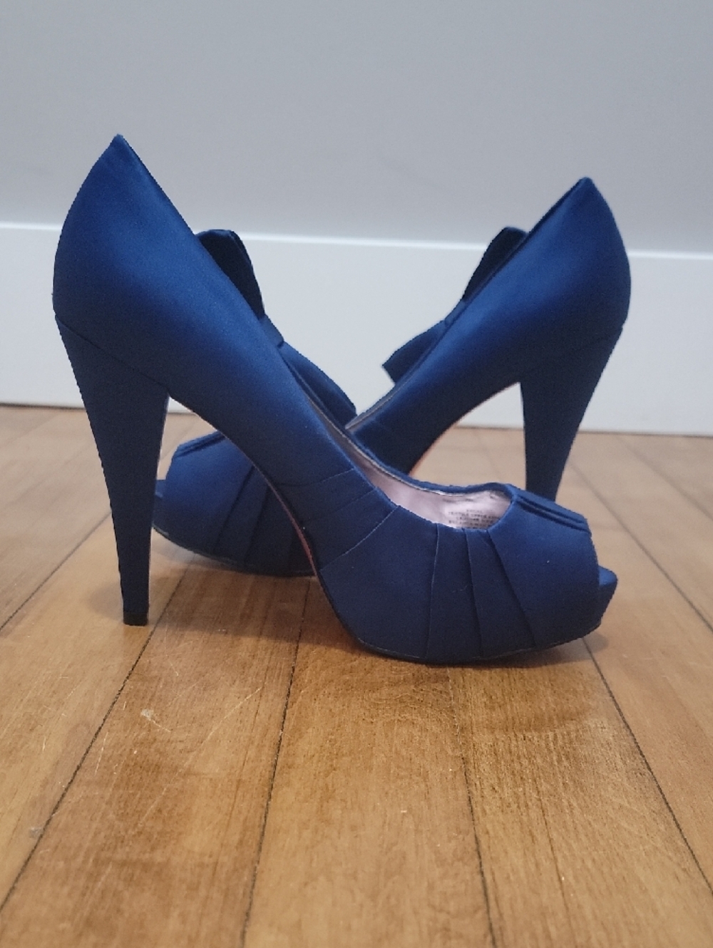 Paris Hilton Royal Blue Peep-Toe Bow Heels Sz 7.5 - Picture 8 of 9